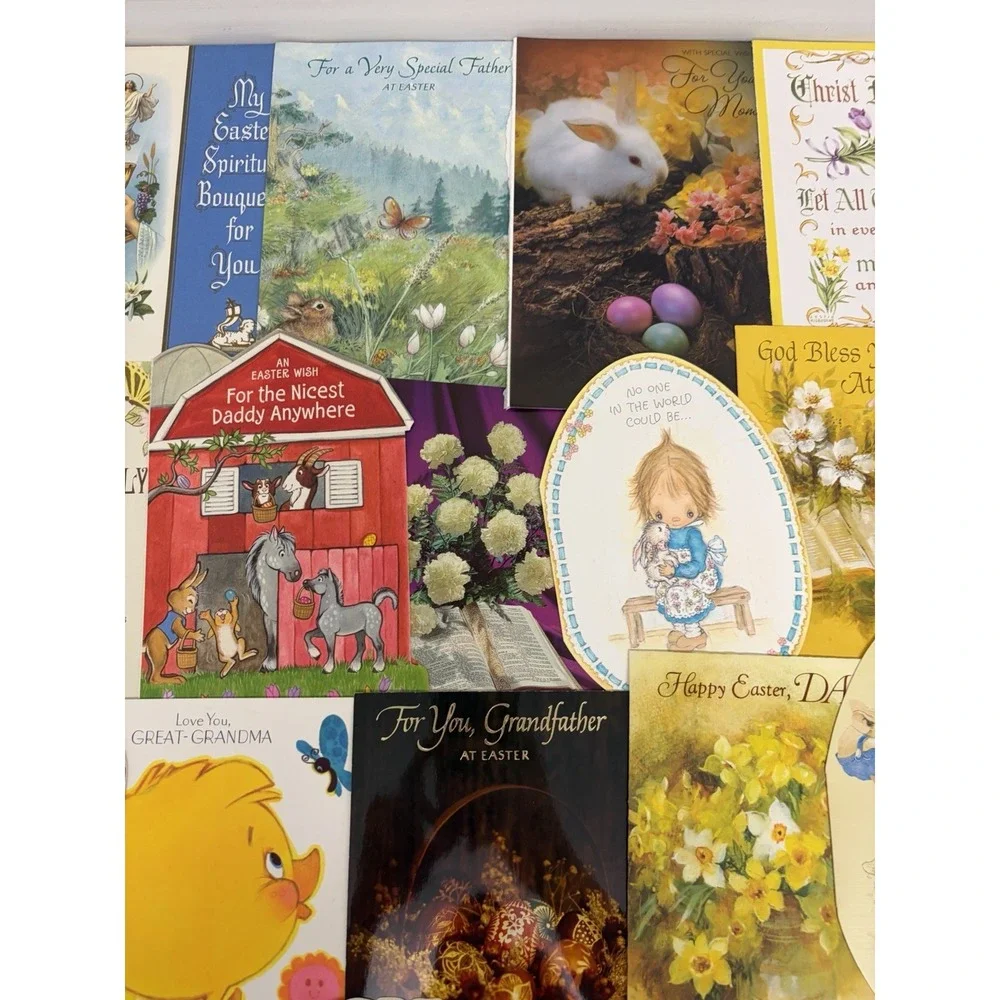 Vintage Easter Greeting Cards Fronts ONLY Scrapbooking Crafts Lot of 50+ Bunnies